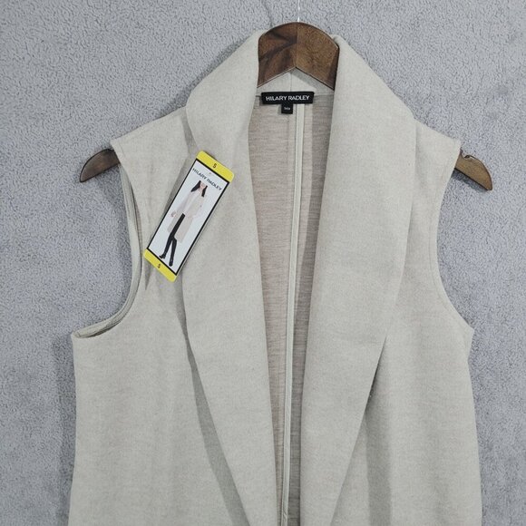 NEW Hilary Radley Womens S Beige Sleeveless Open Front Vest - Picture 7 of 8